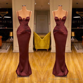 Elegant Spaghetti-Straps Mermaid Evening Party Gowns Long Prom Dresses